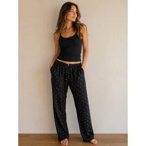 LR1700 Treasure & Bond Black Floral Lounge Pants Women’s XL Pull On Casual